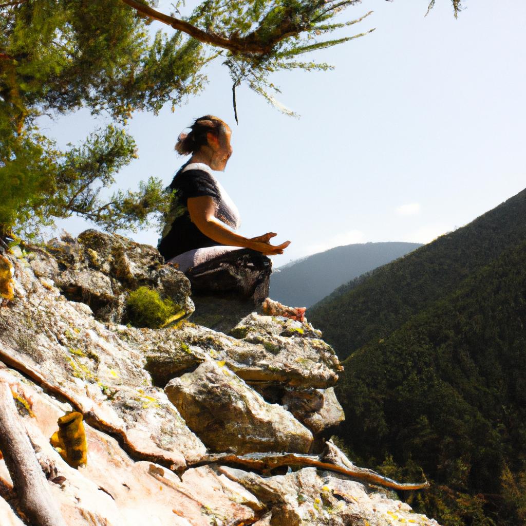 Person meditating in peaceful setting