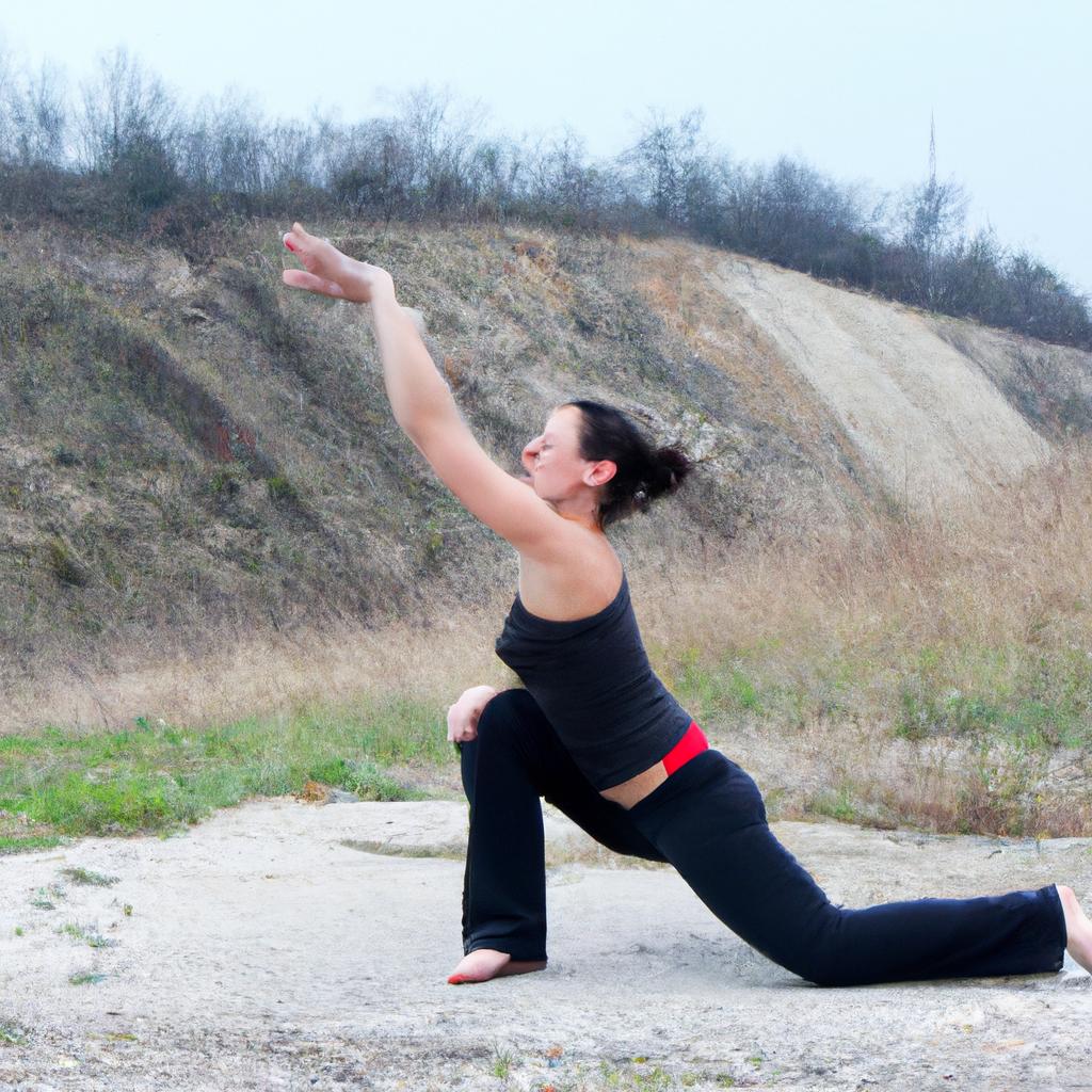 Woman doing yoga poses outdoors